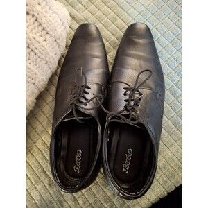 Men's Bata Oxfords, Size 44, Black Leather Lace Dress Shoes